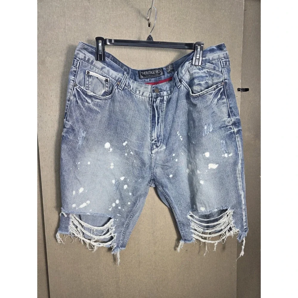 Heritage America Denim Distillery Shorts W50 Bleach Splatter Distressed Denim